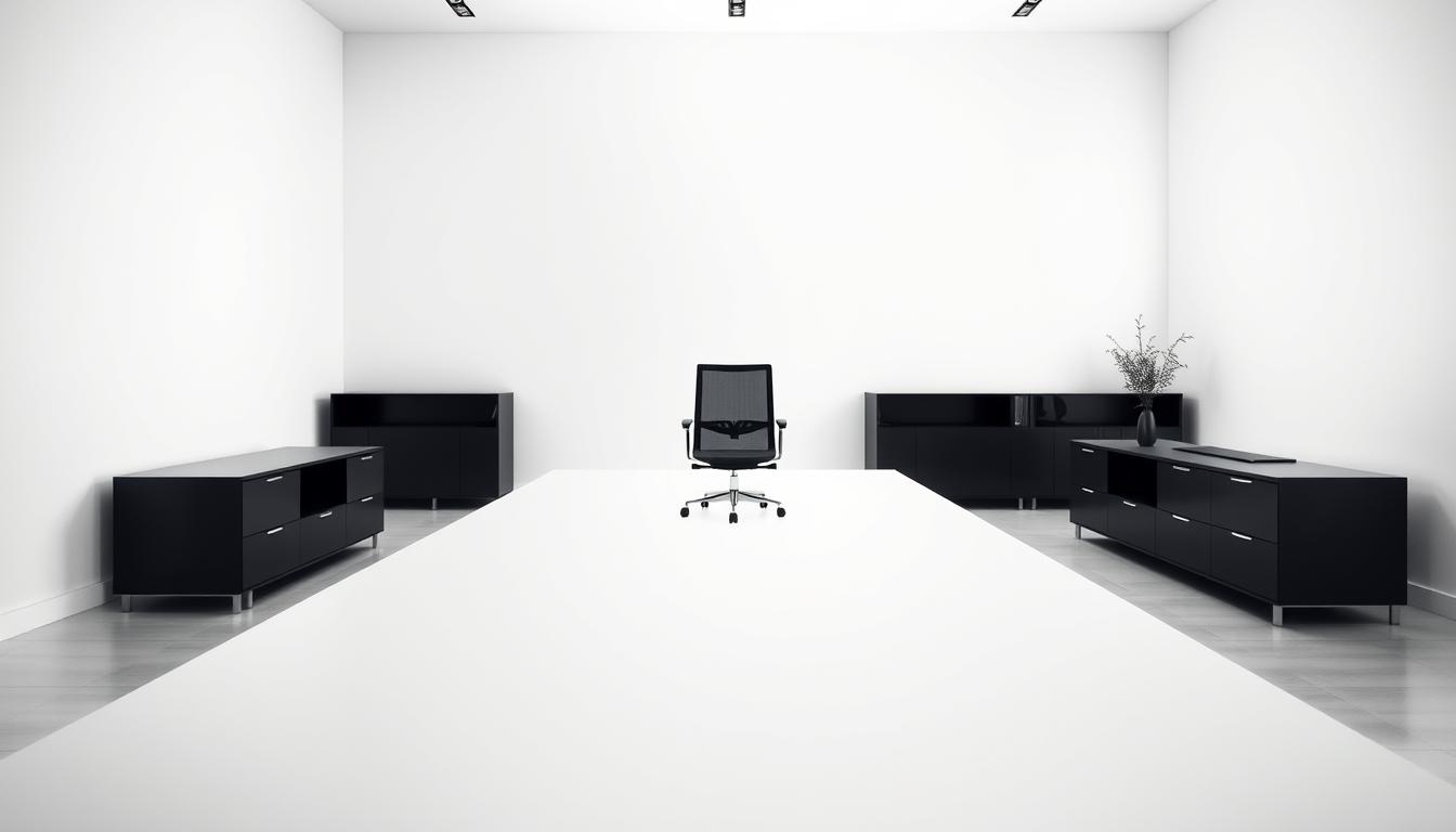 Minimalist Black and White Office