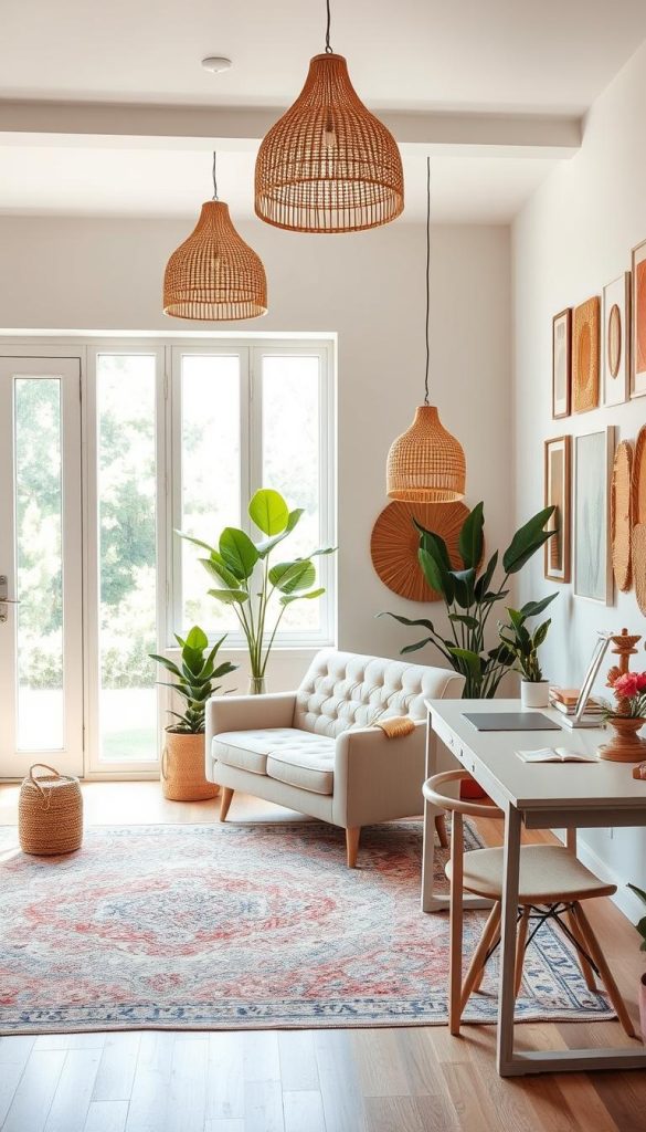 Modern Boho Office with Natural Textures