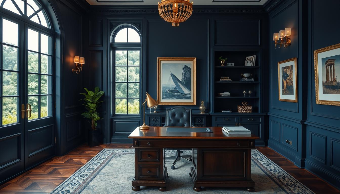 Navy Blue & Gold Office