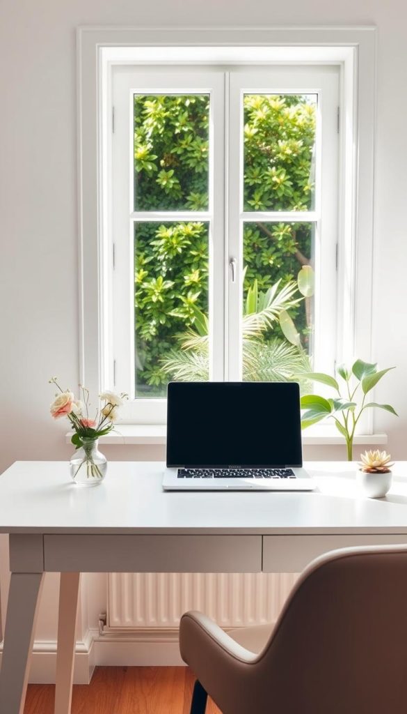 clutter-free feminine workspace