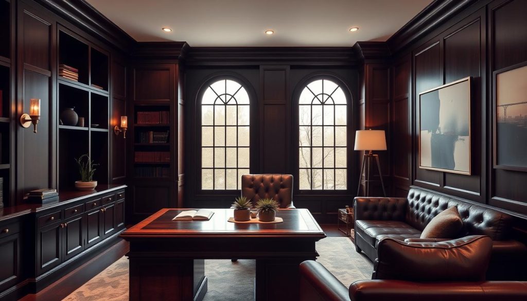 dark wood office decor