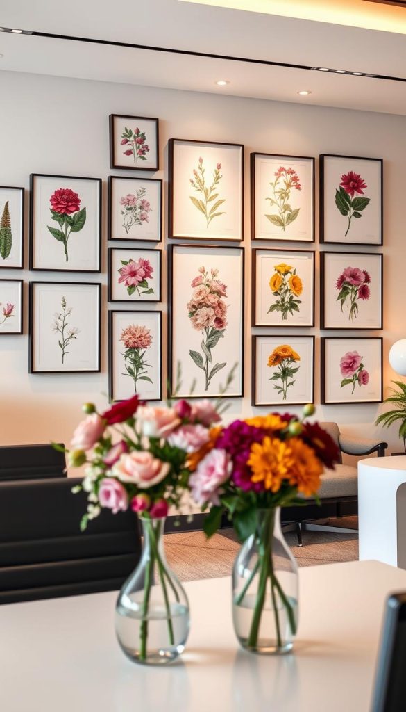 floral gallery wall office decor floral gallery wall office decor