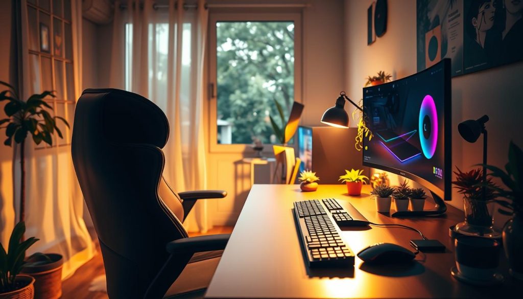 gaming desk setup