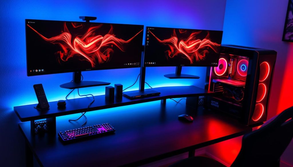 gaming desk setup