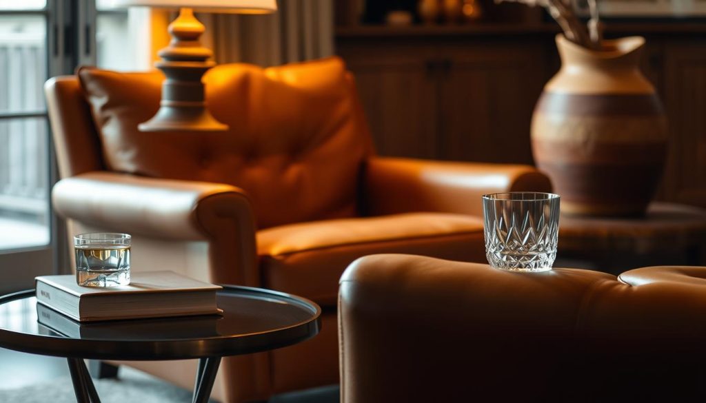 leather accents in home decor