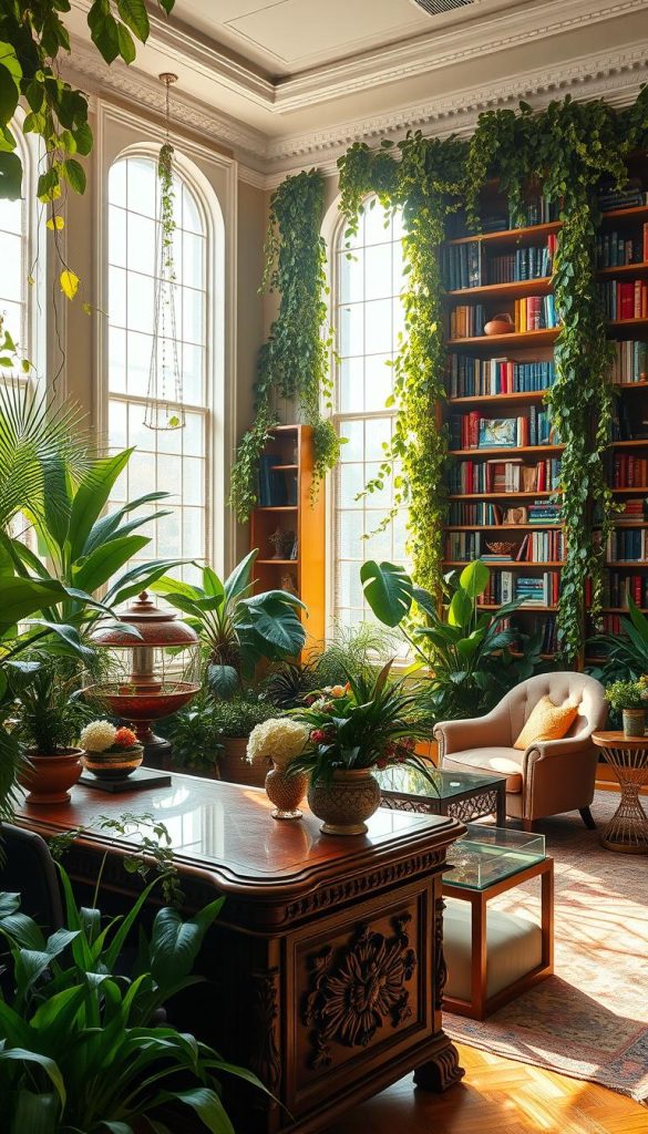 maximalist office interior with plants maximalist office interior with plants