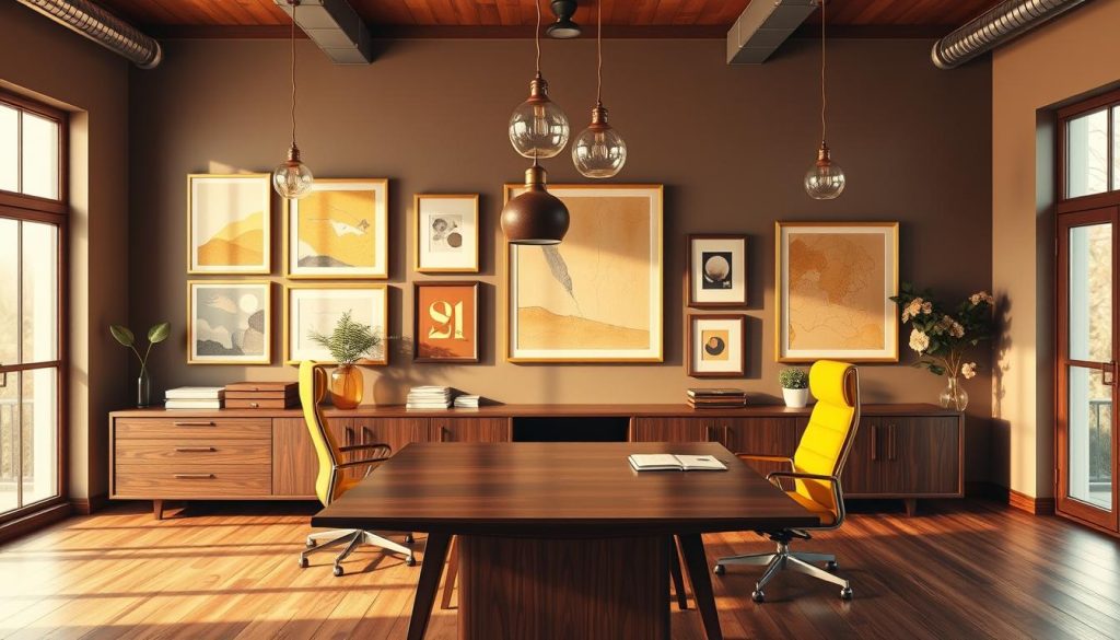 mid-century modern office color scheme