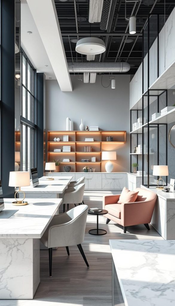 modern office decor with marble accessories
