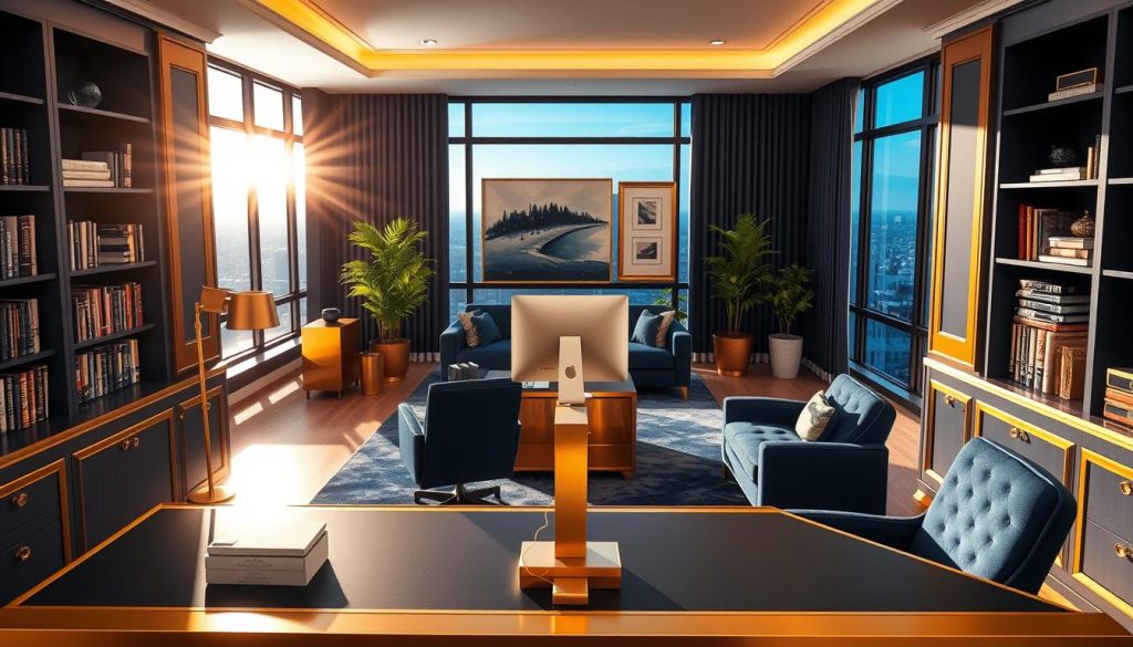 navy and gold office inspiration