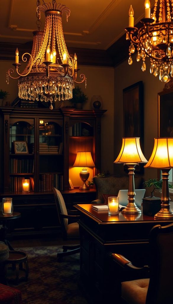 romantic vintage office lighting