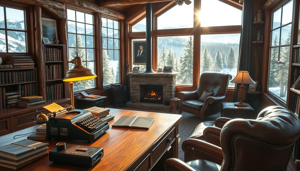 rustic cabin office technology