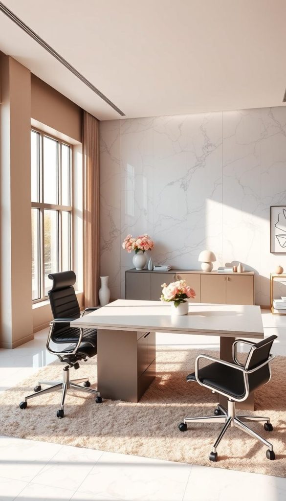 trendy office space with marble accents