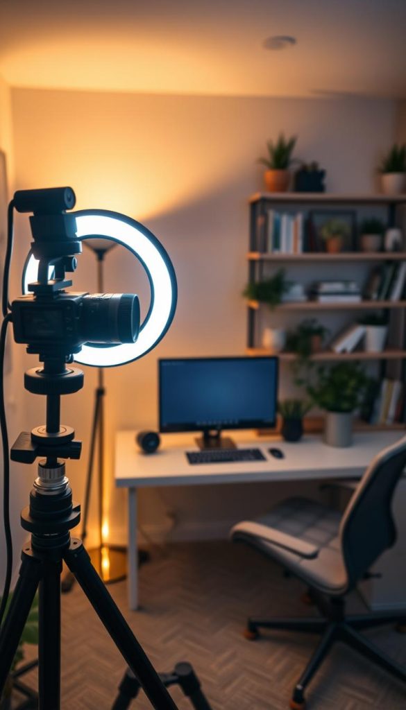 work from home office setup for video blogging