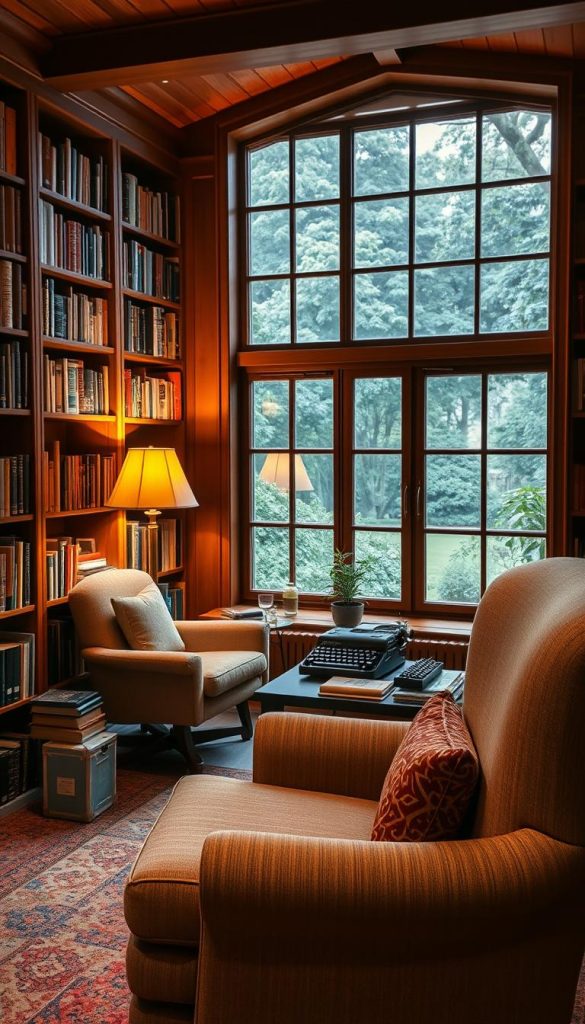 Cozy Library Style Office