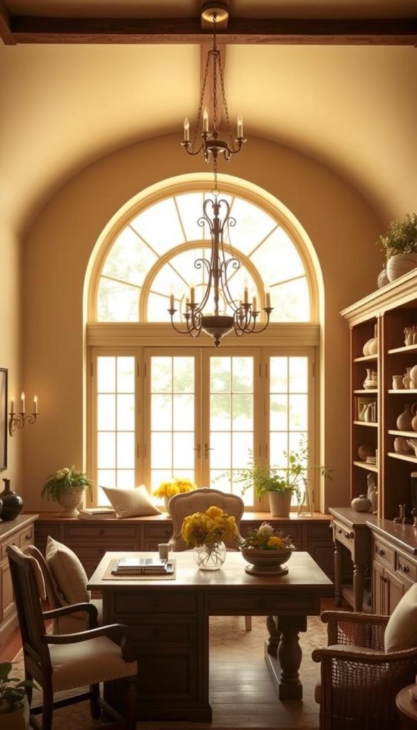 French Country Home Office Lighting