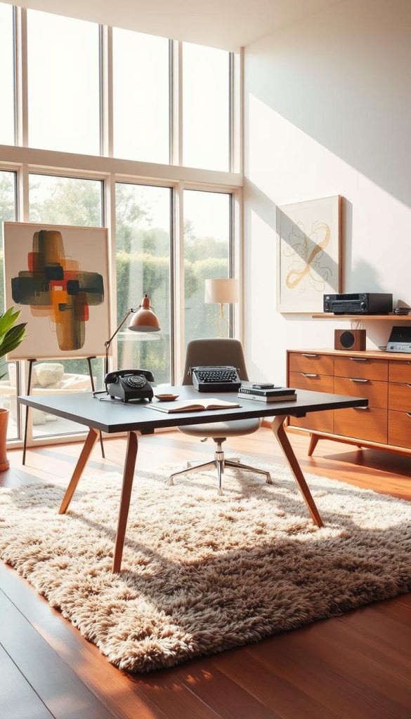 Mid-Century Modern Office Technology Integration