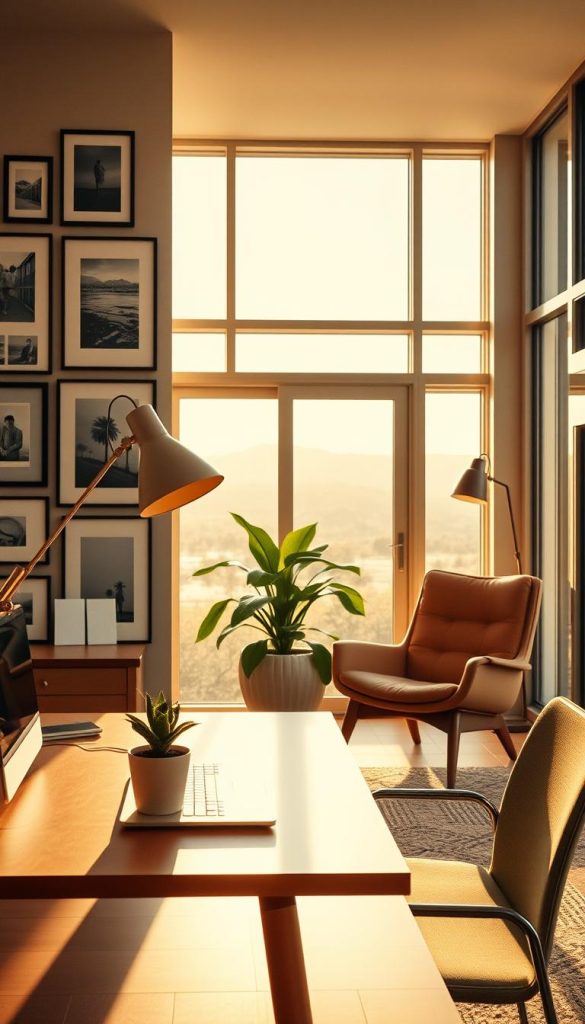 Mid-Century workspace with plants