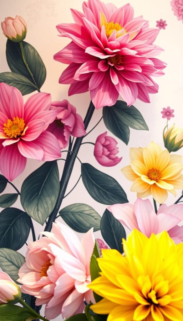 Modern Floral Wallpaper for Office