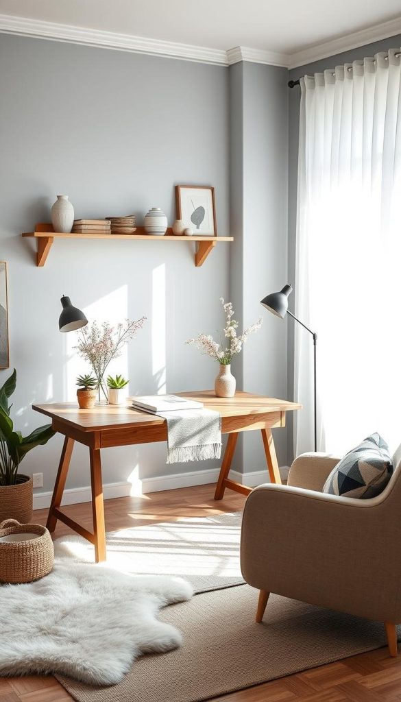 Nordic Style Workspace with Textiles