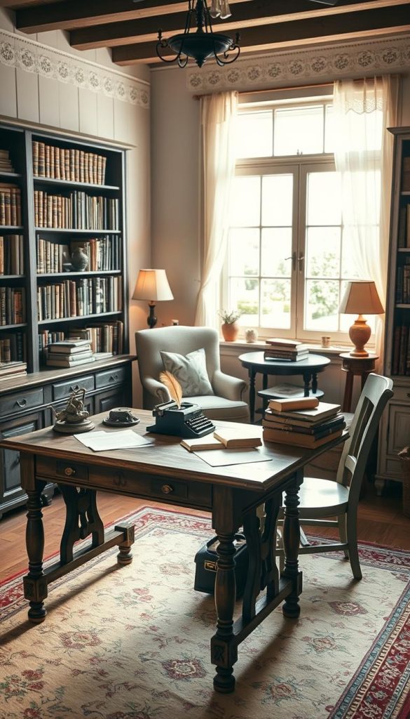 Shabby Chic Home Office Layout