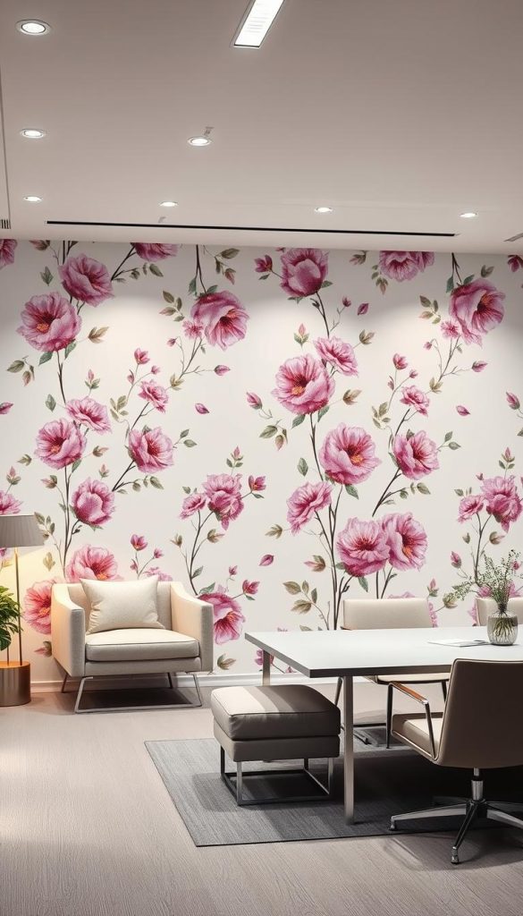 Stylish Floral Wallpaper for Corporate Offices