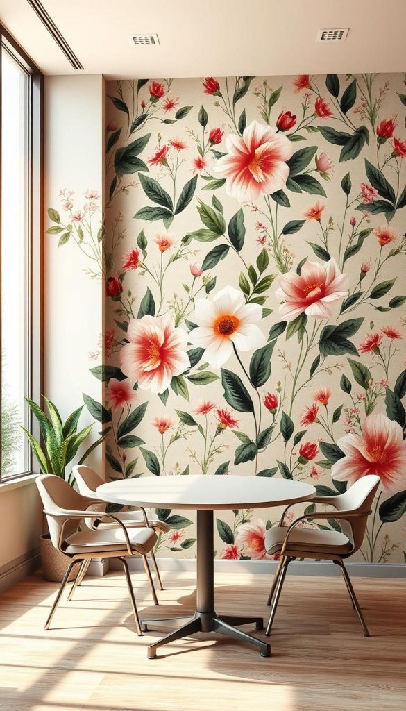 Stylish Floral Wallpaper for Corporate Offices