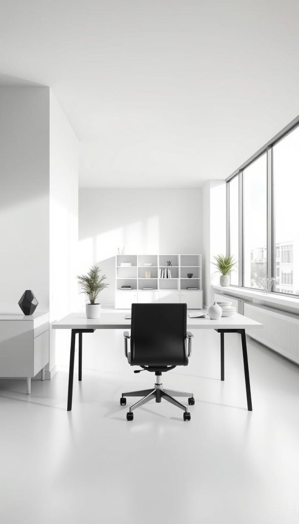 black and white office interior