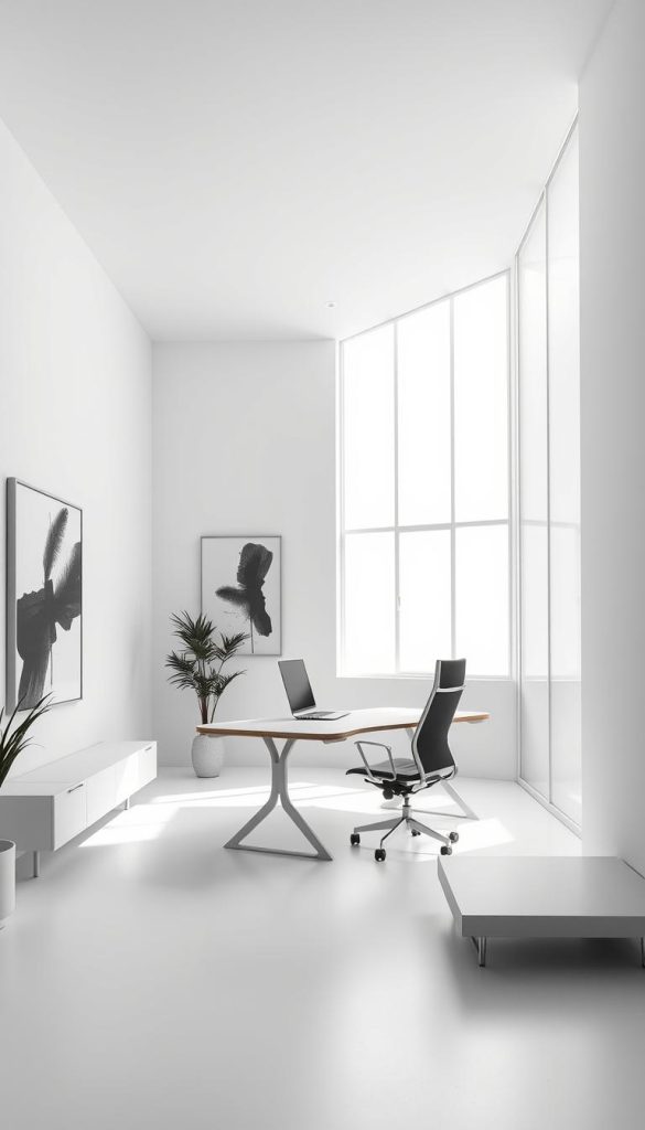 black and white office interior