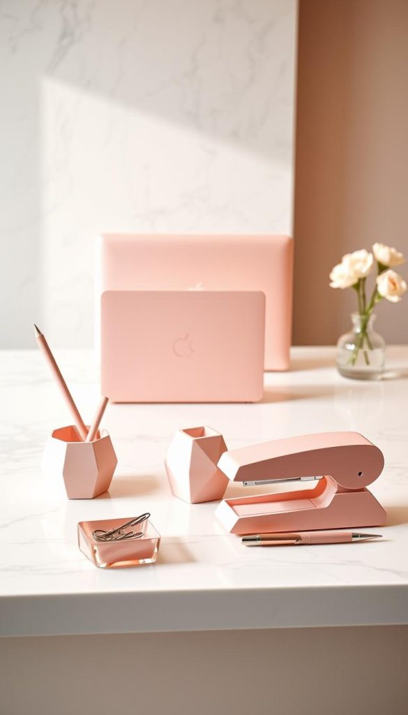 blush pink office accessories