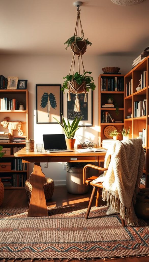 boho chic workspace
