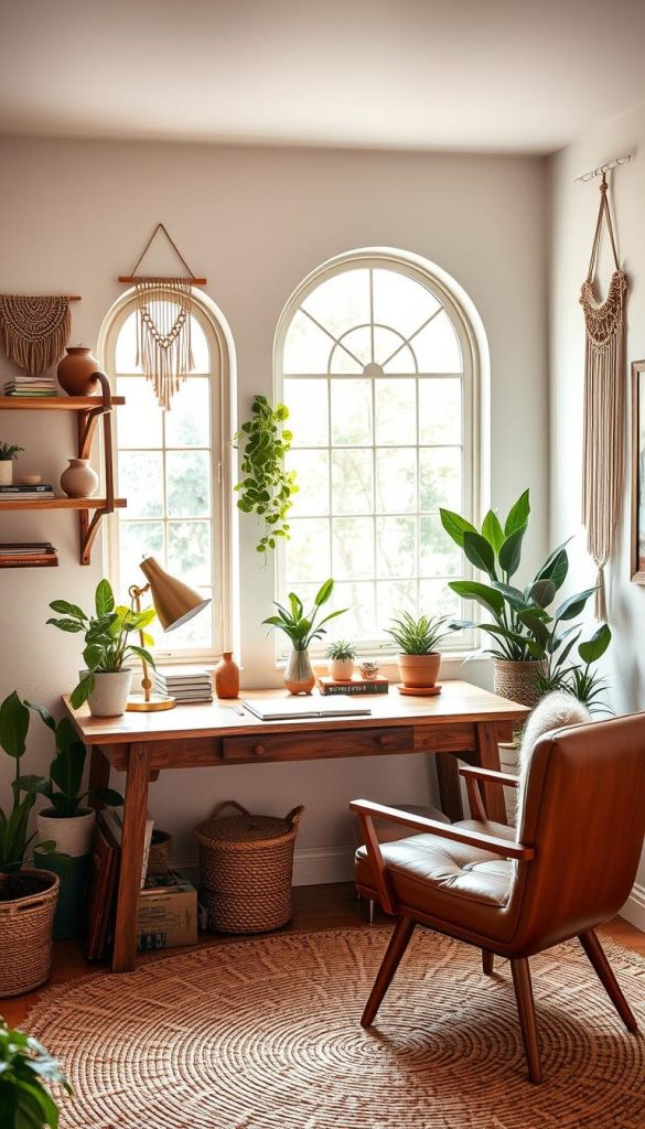 boho chic workspace