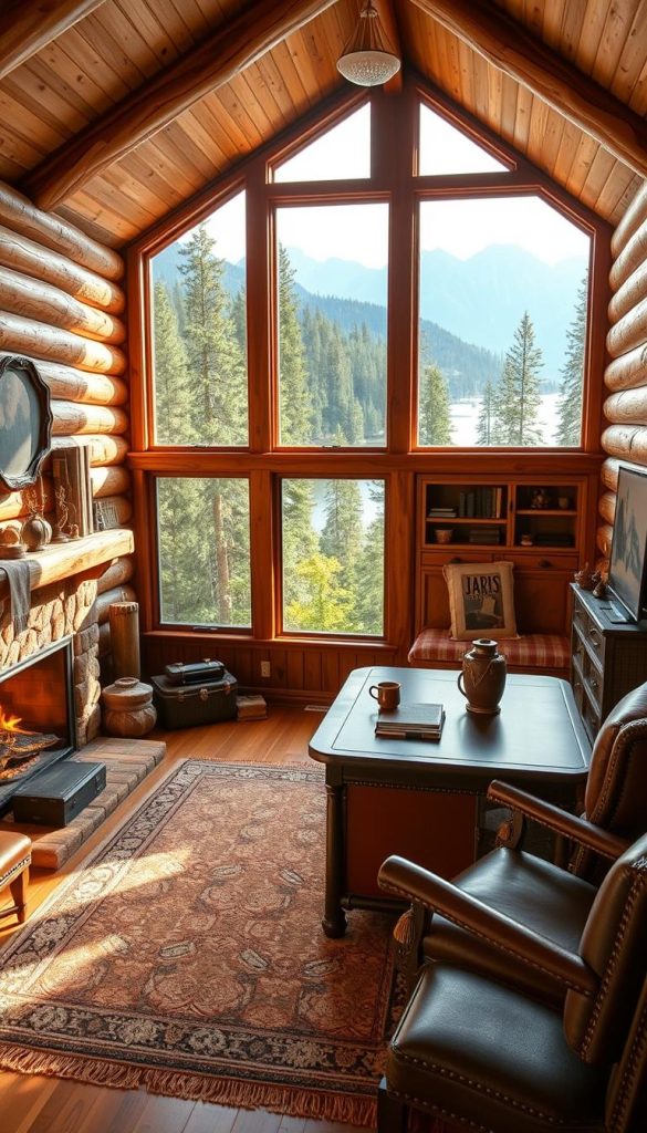 cozy cabin workspace