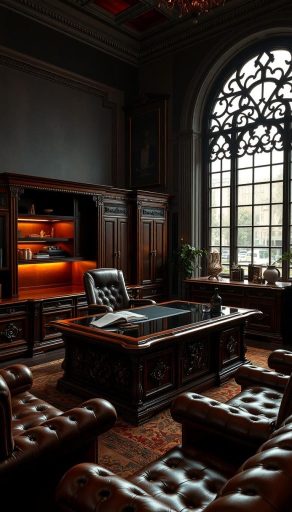 dark wood office furniture