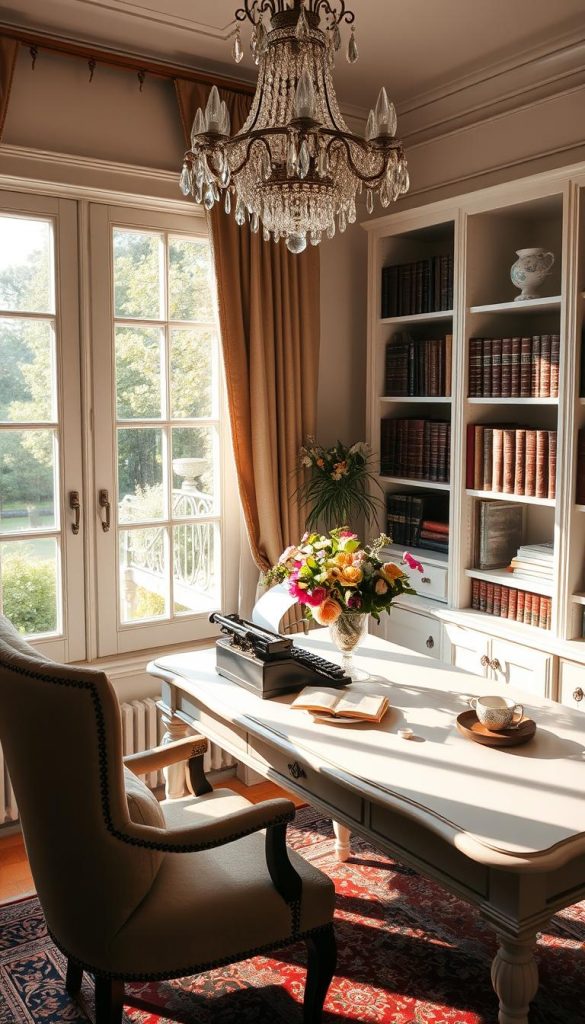 elegant feminine workspace
