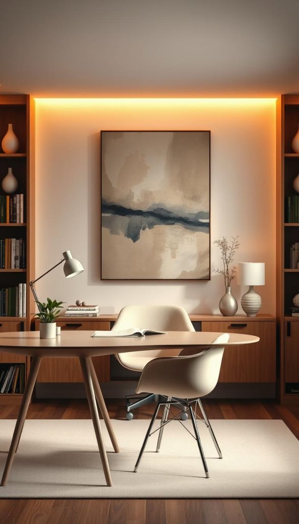feminine mid-century modern office inspiration