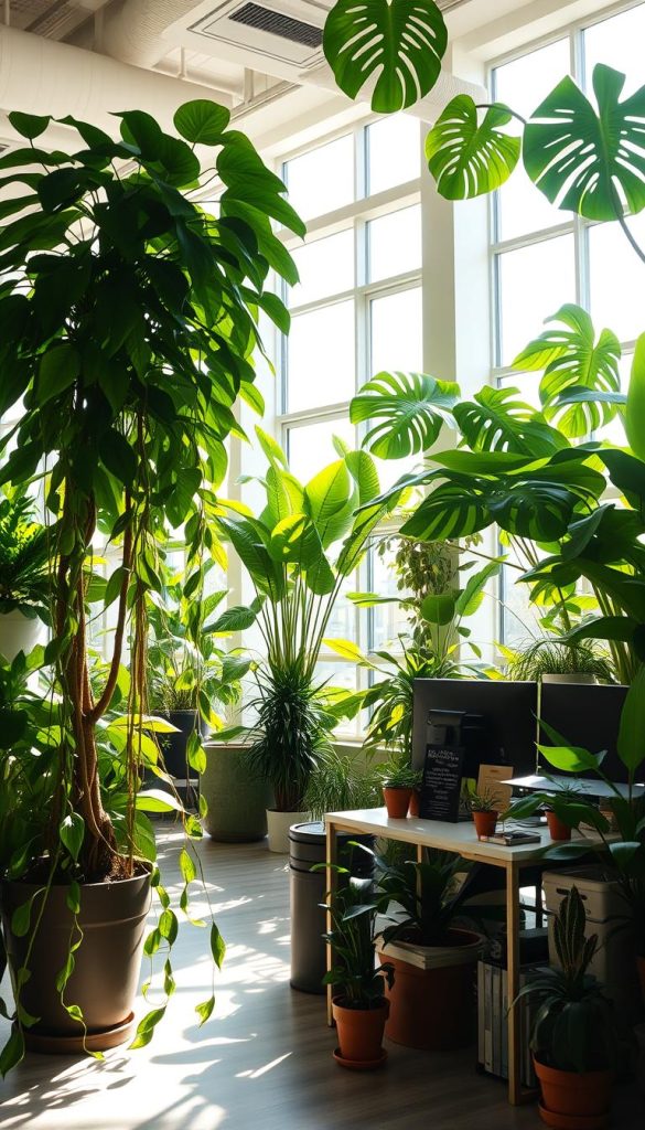indoor plants in office