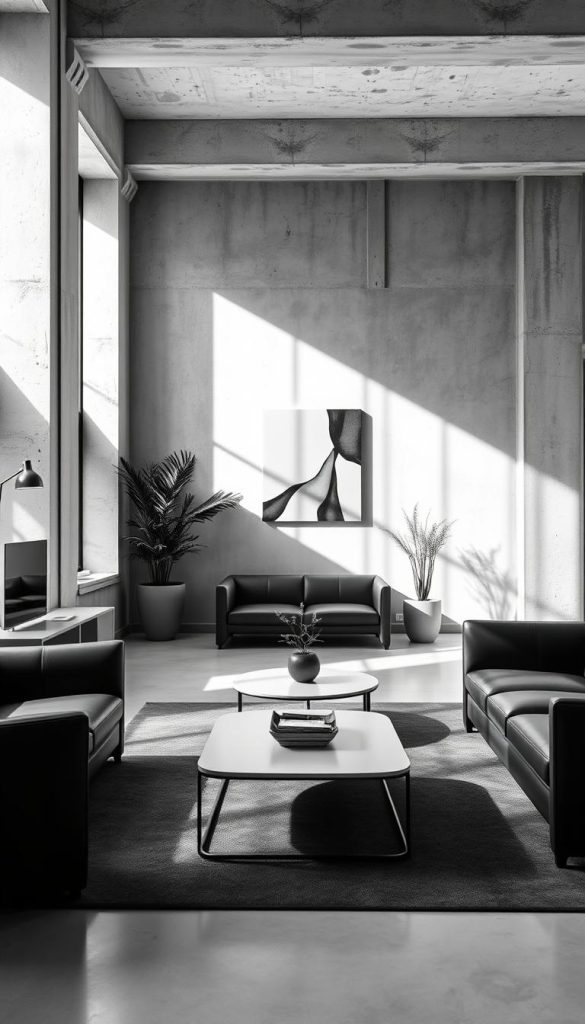 minimalist black and white office