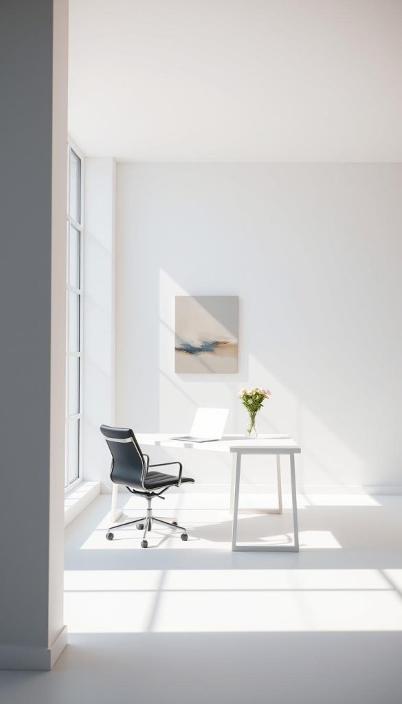 minimalist office with natural light