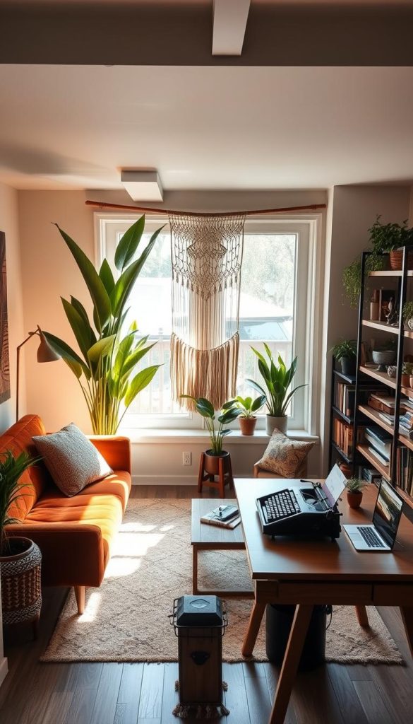 modern bohemian office decor