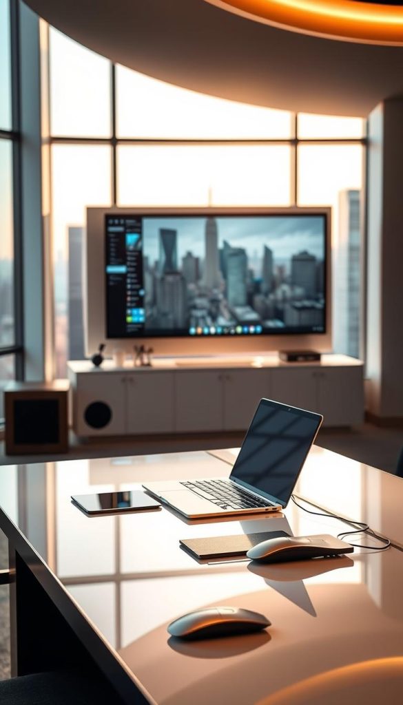 modern office decor with technology integration