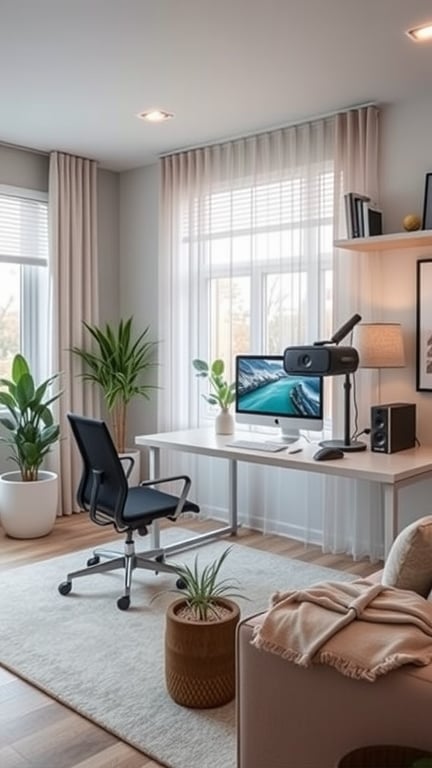 Team members using virtual reality headsets in a modern office setting