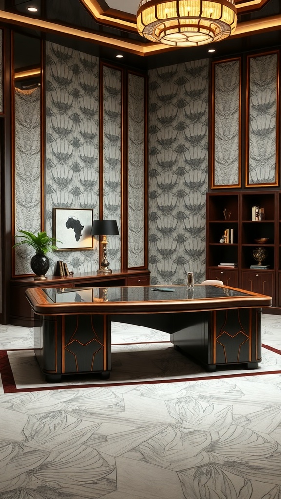 Art Deco L shaped executive desk in a stylish office setting