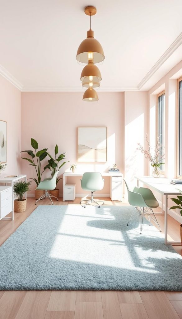 soft pastel office decor
