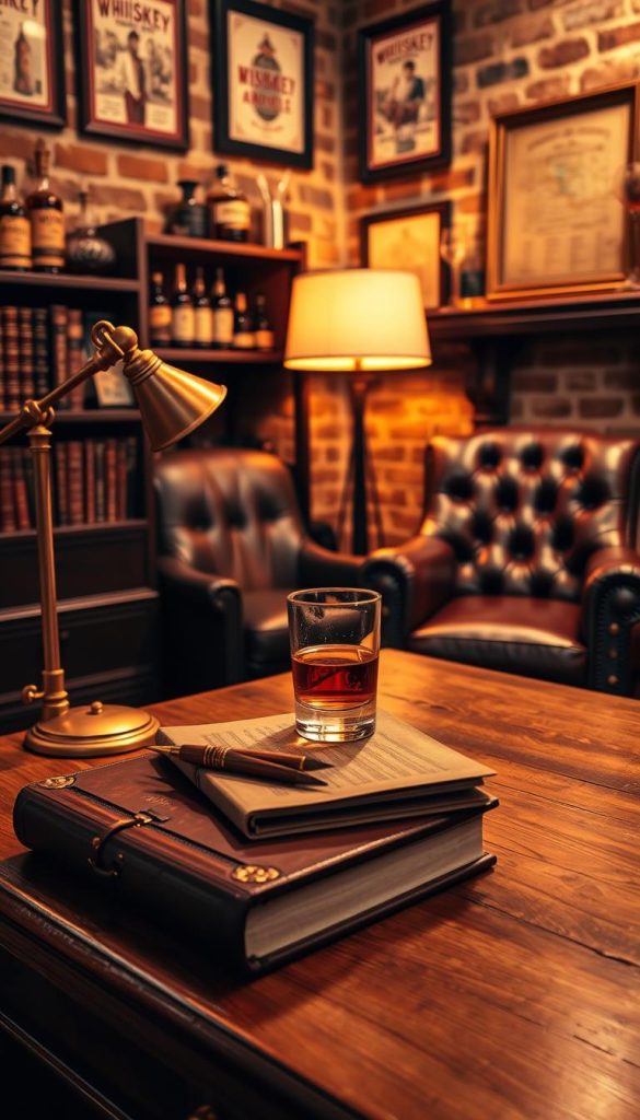 whiskey-themed office decor